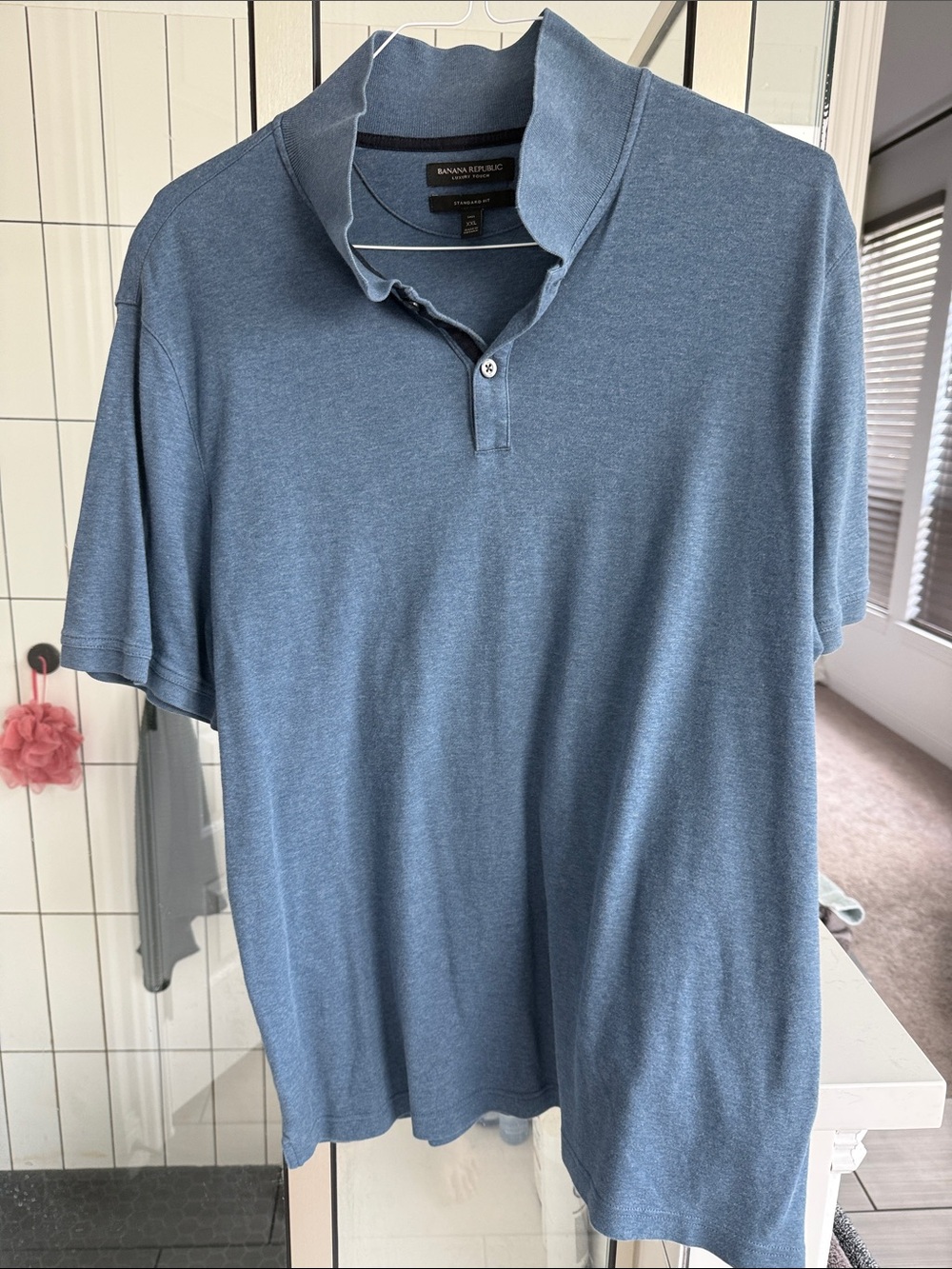 Banana Republic Men's Heather Slate Blue Polo